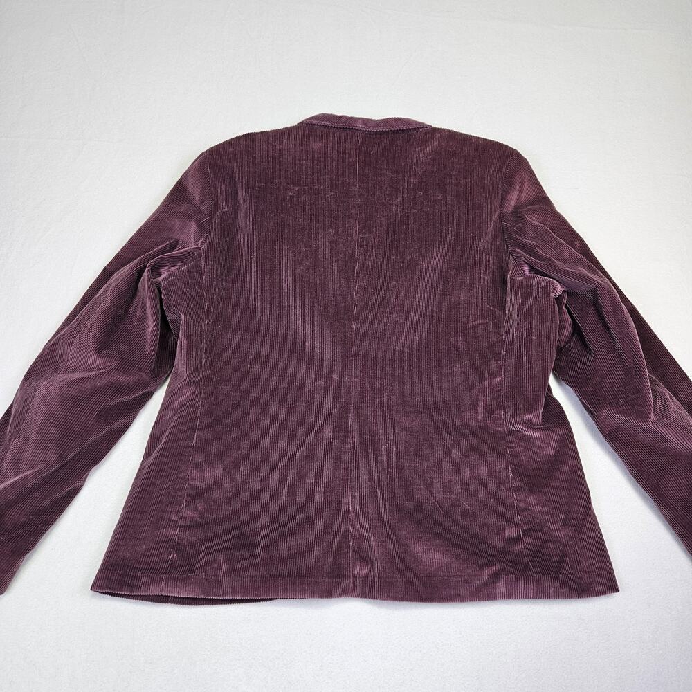 VTG 70s 80s Womens 12 Blazer Corduroy Jacket Japan Leather Button Plum Purple - Picture 12 of 16